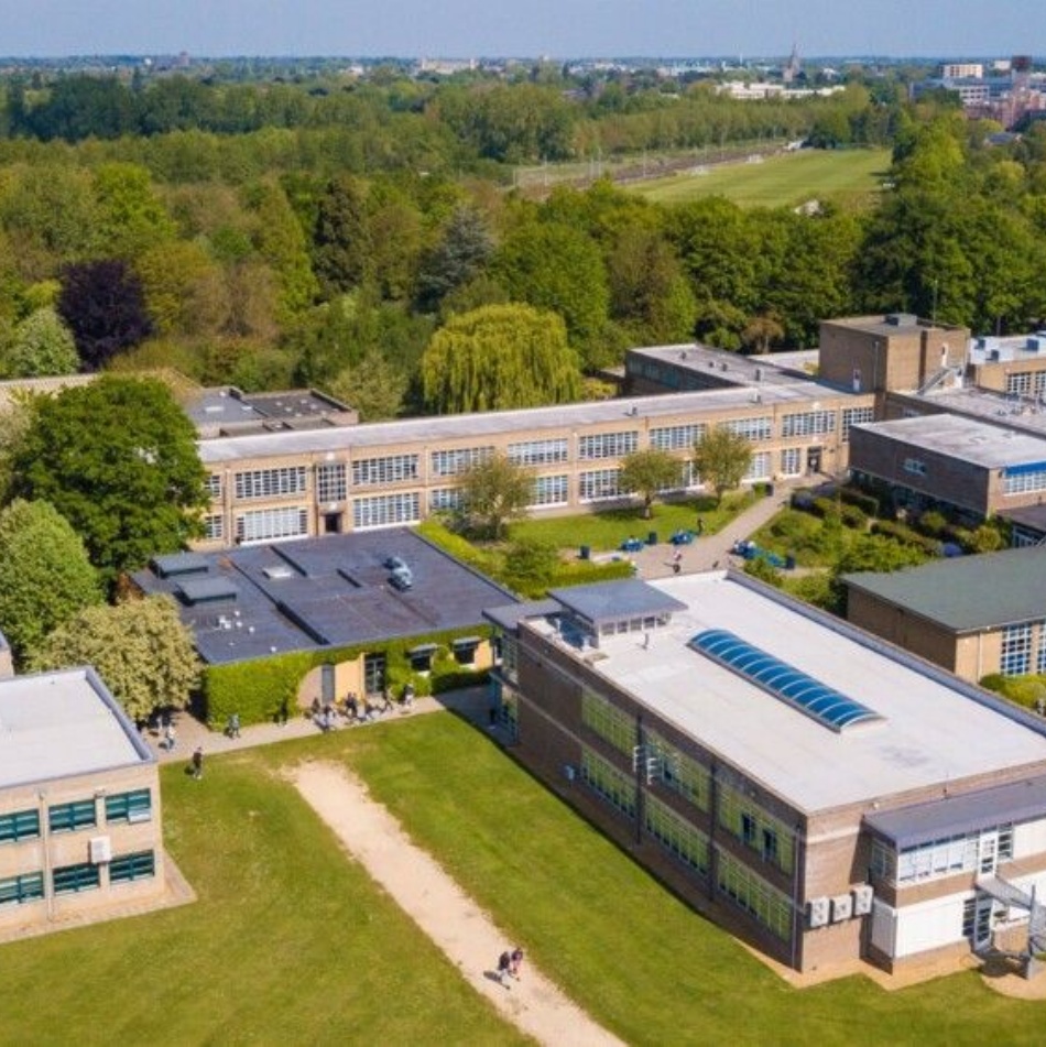 Aerial view of Long Road Sixth Form College 